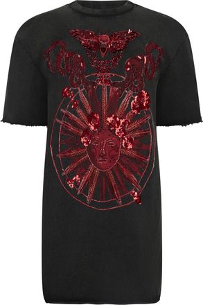 Philipp Plein Open Back T-Shirt Dress Butterfly Tattoo