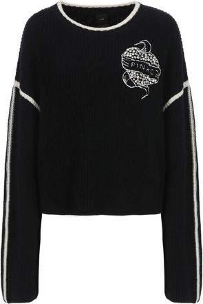 Pinko Alicudi Sweater - Dames - Ronde hals truien - Zwart - XS - Wol - Truien & Vesten