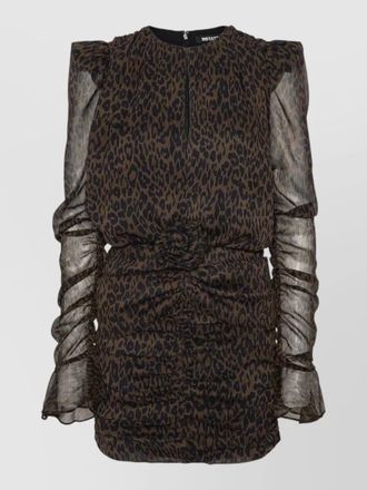 Rotate ruched animal-print mini dress