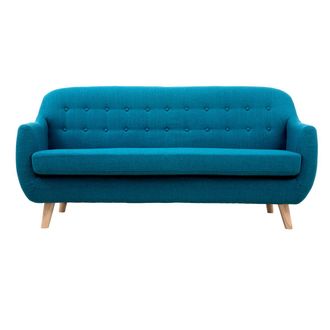 Miliboo Miliboo - Sof&aacute; 3 Plazas N&oacute;rdico Desenfundable Azul Petr&oacute;elo Y Madera Ynok