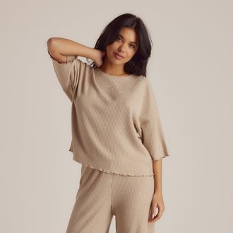 Lounge Soft Waffle Pyjama Top - Mink - XXL