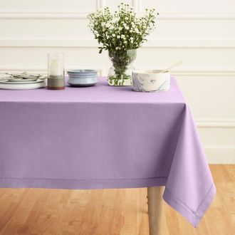 Solino Home Cotton Linen Hemstitch Tablecloth for Dining Table, Holiday and Everyday Dining Table Decor in Lavender Ice at Nordstrom, Size Xx-Small