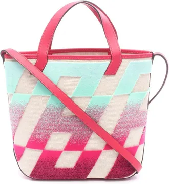 Herm&egrave;s Beige Ecru Multi-Color Pink Toile H Swift Leather Handbag Tote Bag (Pre-Owned)
