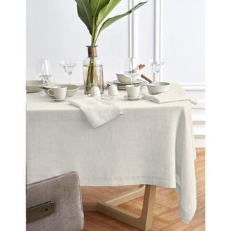 Solino Home Linen Tablecloth for Dining Table, Holiday and Everyday Table Decor - Sonoma in Light Flax at Nordstrom, Size Xx-Large