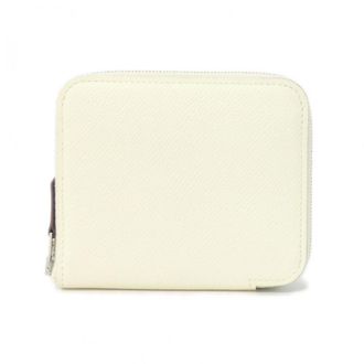 Herm&egrave;s White Epsom Leather Silk Wallet (Bi-Fold) (Pre-Owned)