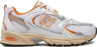 New Balance 530 Trainers Fashion Casual Shoes Fashion Running Shoes Unisex, White Orange Silver, 3.5 UK