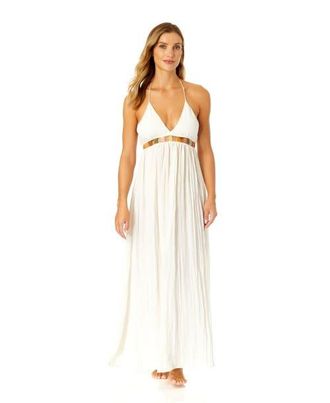 Anne Cole Womens V Neck Jewel Maxi Dress With Spaghetti Straps Cover Up in Gardenia at Nordstrom, Size X-Large