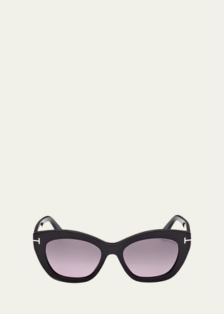 Tom Ford Linda-02 Polarized Acetate Cat-Eye Sunglasses