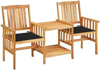 vidaXL Sillas Y Mesita De Jard&iacute;n Con Cojines Madera Maciza Acacia Vidaxl