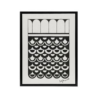 Artery8 Geometric Ornament of Scales De Mesquita Framed Canvas Wall Art Print in White | Size: W24 x H32