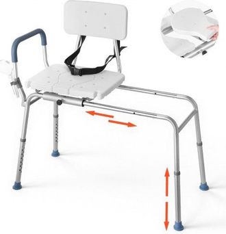 OEM Silla De Ducha Asiento Con Recorte, Carga De 180 Kg, Asiento De Ba&ntilde;era Deslizante Con Brazos Y Respaldo, Banco De Transferencia Resistente, Altura Aju
