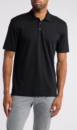 BOSS Press Lyocell & Cotton Polo in Black at Nordstrom, Size Small