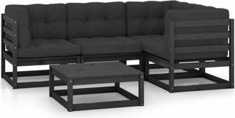 vidaXL Vidaxl - Juego De Muebles De Jard&iacute;n 5 Pzas Y Cojines Madera Pino Maciza