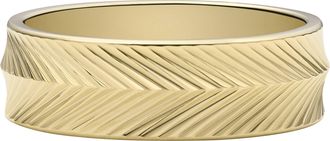 Fossil Harlow Linear Texture Gold-Tone Stainless Steel Band Ring