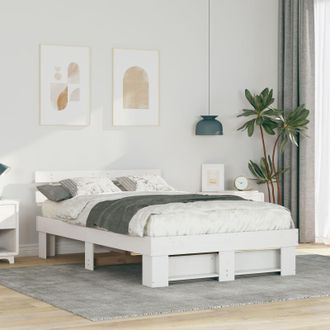 Berkfield Home with Headboard White 140 x 190 cm Solid pine wood