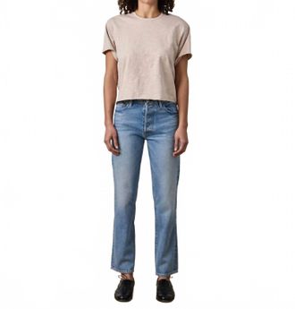 NSF Harper Boxy Slub Jersey Tee In Faded Taupe