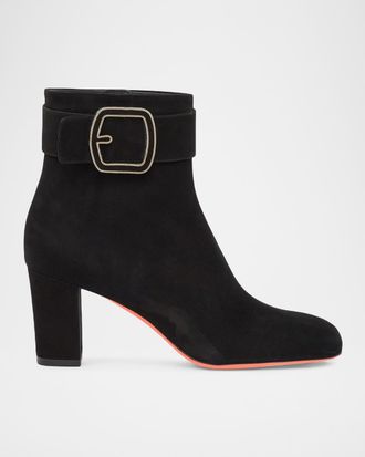 Santoni 70mm Suede Buckle Ankle Boots