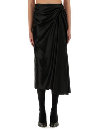 Balenciaga Draped Cupro Skirt - Black