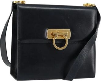 Ferragamo Pre-owned Leren Schoudertas - Dames - Vintage Schoudertas - Blauw - ONE Size - Leer - Vintage