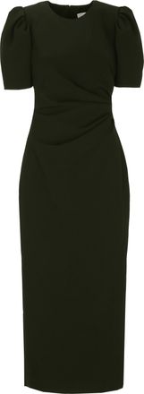 Carolina Herrera Round Neck Midi Dress With Side Drape Detail