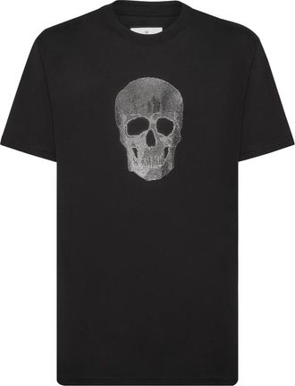 Philipp Plein Round Neck T-Shirt Crystal Skull - Heren - T-shirts - Zwart - 5XL - Katoen - Tops