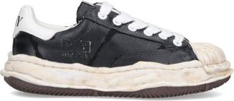 Miharayasuhiro Artistic Black Leather Sneakers With Distressed Sole