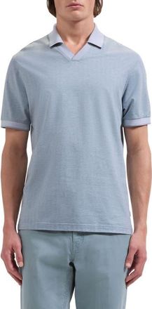Bugatchi Tipped Johnny Collar Polo in Shark at Nordstrom, Size Xx-Large