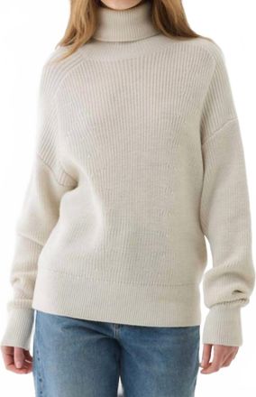 Majestic Filatures Merino Rib Semi Relaxed Long Sleeve Turtleneck Sweater In Milk