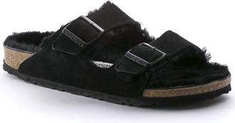 Birkenstock Womens Arizona Shearling Sandals In Black