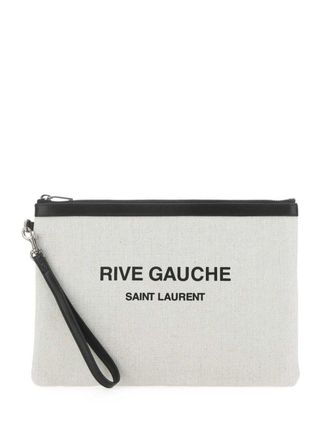 Saint Laurent Clutch met logoprint - Wit