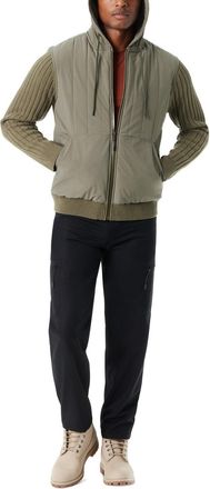 G.H. Bass & Co. Bass Outdoor Mixed Media Jacket Mens Green Long Sleeve Full Zip Hooded MAC20