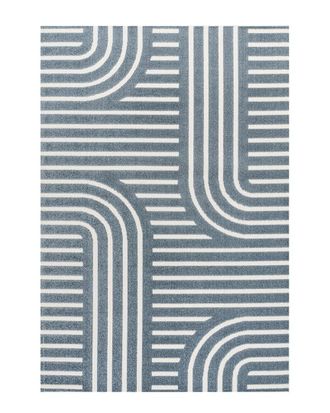 Jonathan Y Designs Jonathan Y Anders High-Low Midcentury Modern Arch Stripe Two-Tone Indoor/Outdoor Area Rug