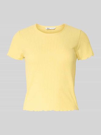 Only Regular Fit T-Shirt in Rippoptik in Hellgelb, Gr&ouml;&szlig;e XS