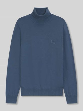 Boss Orange by Hugo Boss BOSS Orange Regular Fit Rollkragenpullover aus Baumwoll-Kaschmir-Mix Modell AKIRO_S in Rauchblau, Gr&ouml;&szlig;e L