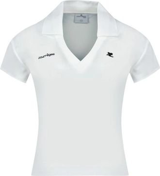 Courr&egrave;ges Sports Cropped Polo - Dames - Polos - Wit - S - Katoen - Tops