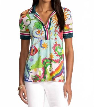 Johnny Was Janie Favorite Short Sleeve Swing Polo In Kayla