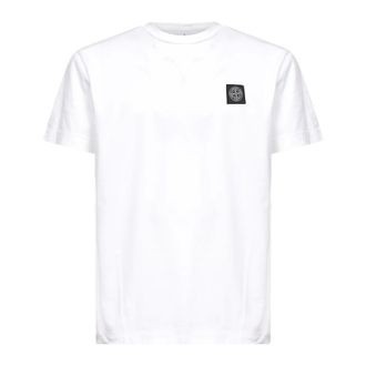 Stone Island T-Shirts, male, White, M, Logo Cotton T-Shirt