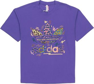 adidas originals Large Logo Alphabet Round Neck Casual Sports Short Sleeve Couple Style Purple HC3077