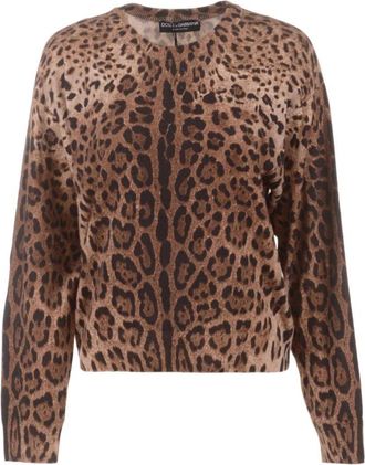 Dolce & Gabbana Animal Print Jumper - female - Dolce & Gabbana - Cashmere Knitwear - Brown - XL - Knitwear