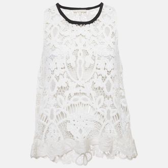 Maje White Lace Sleeveless Sheer Top