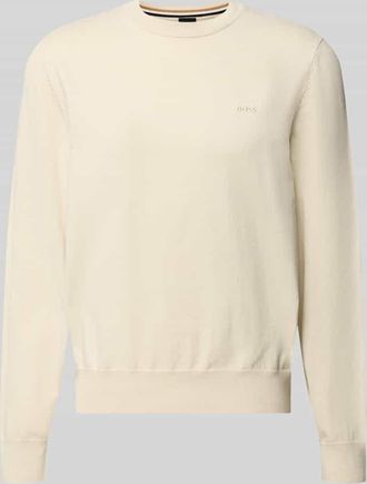 HUGO BOSS Regular Fit Strickpullover aus reiner Baumwolle Modell UPCAS in Offwhite, Gr&ouml;&szlig;e XXXL