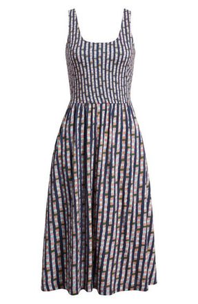 Nic+Zoe Dani Reef Stripe Fit & Flare Dress in Indigo Multi at Nordstrom, Size Xx-Large