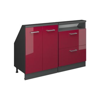 Vicco Armario De Cocina Para Techo Inclinado R-line, Rojo Brillo Intenso/antracita, 120 Cm Lote De 2, Vicco