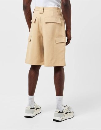 Off-white Mens Solid Patterned Relaxed Fit Cargo Shorts - Cream/Brown - Size: 32/30/31