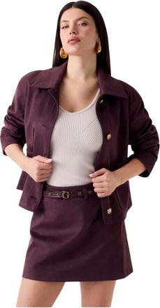 Guess Jassen, Dames, Paars, XS, Su&egrave;de, Grace Su&egrave;de Jas