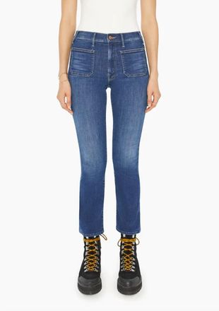 Mother Patch Pocket Insider Flood High Rise Jeans In On Your Left Wash