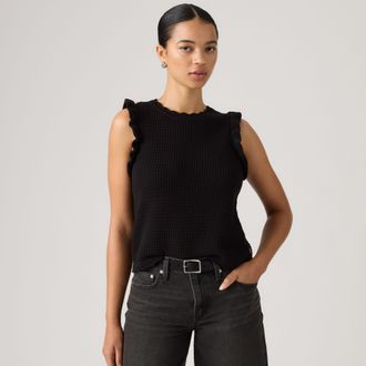 Levi's Lulu Flutter Sleeve Sweater Tank Top - Womens - XS - Black