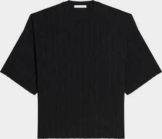 Helmut Lang Mens Pleated Crewneck T-Shirt
