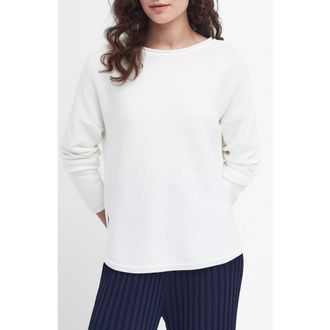 Barbour Marine Relaxed Fit Cotton Sweater in Cloud at Nordstrom, Size 12 Us