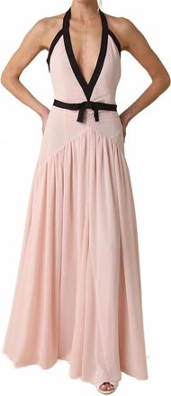 Olivaceous Evelyn Contrast Ribbon Maxi Dress In Pink